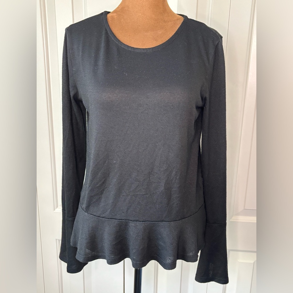 Heart Hips Black Peplum Long Sleeve Top